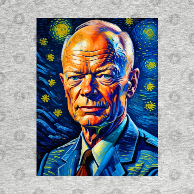 Dwight D. Eisenhower in starry night by FUN GOGH